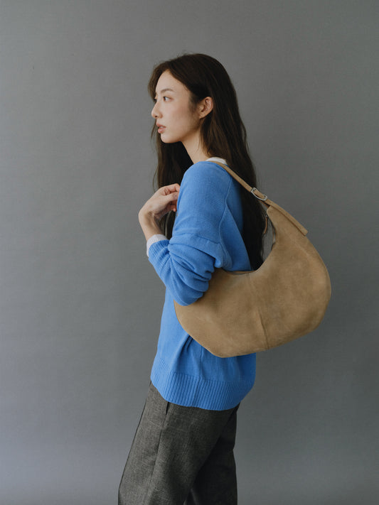 MOSSY HOBO BAG (SUEDE SAND)