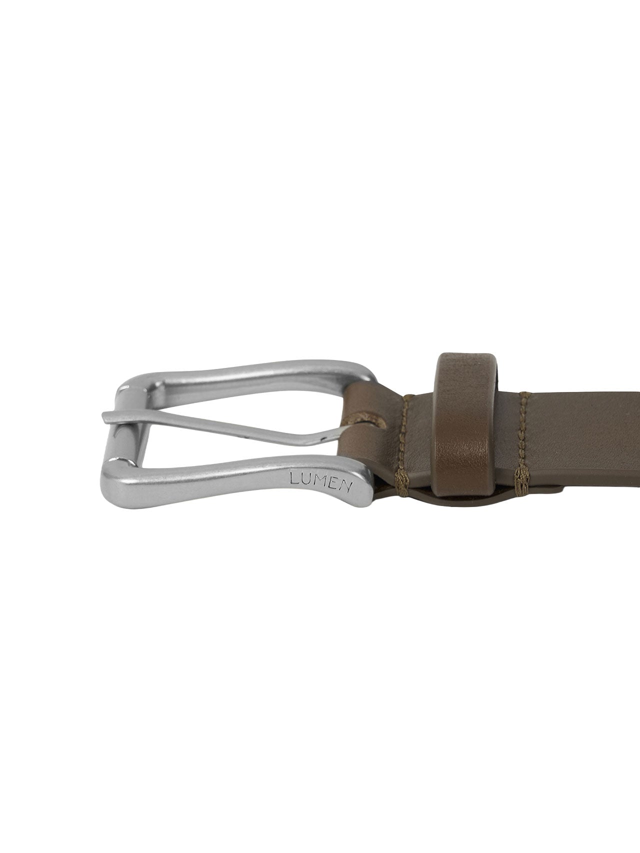 SQUARE LEATHER BELT (KHAKI BROWN)