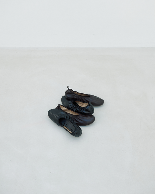 SHIRRING BALLET FLAT (ORGAN BROWN)