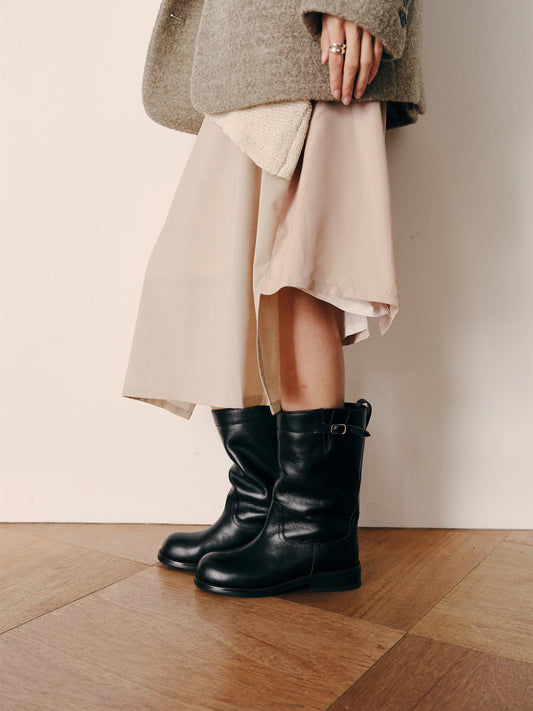 BUCKLE ENGINEER BOOTS (SOFT BLACK) - Atelier de LUMEN