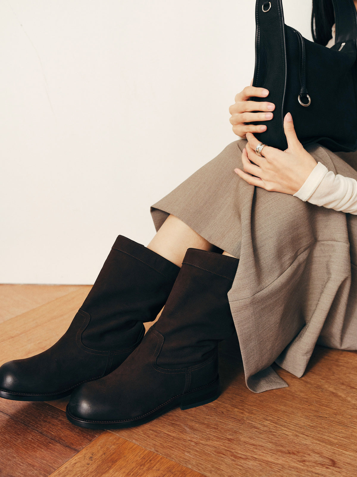 BUCKLE ENGINEER BOOTS (VINTAGE BROWN) - Atelier de LUMEN