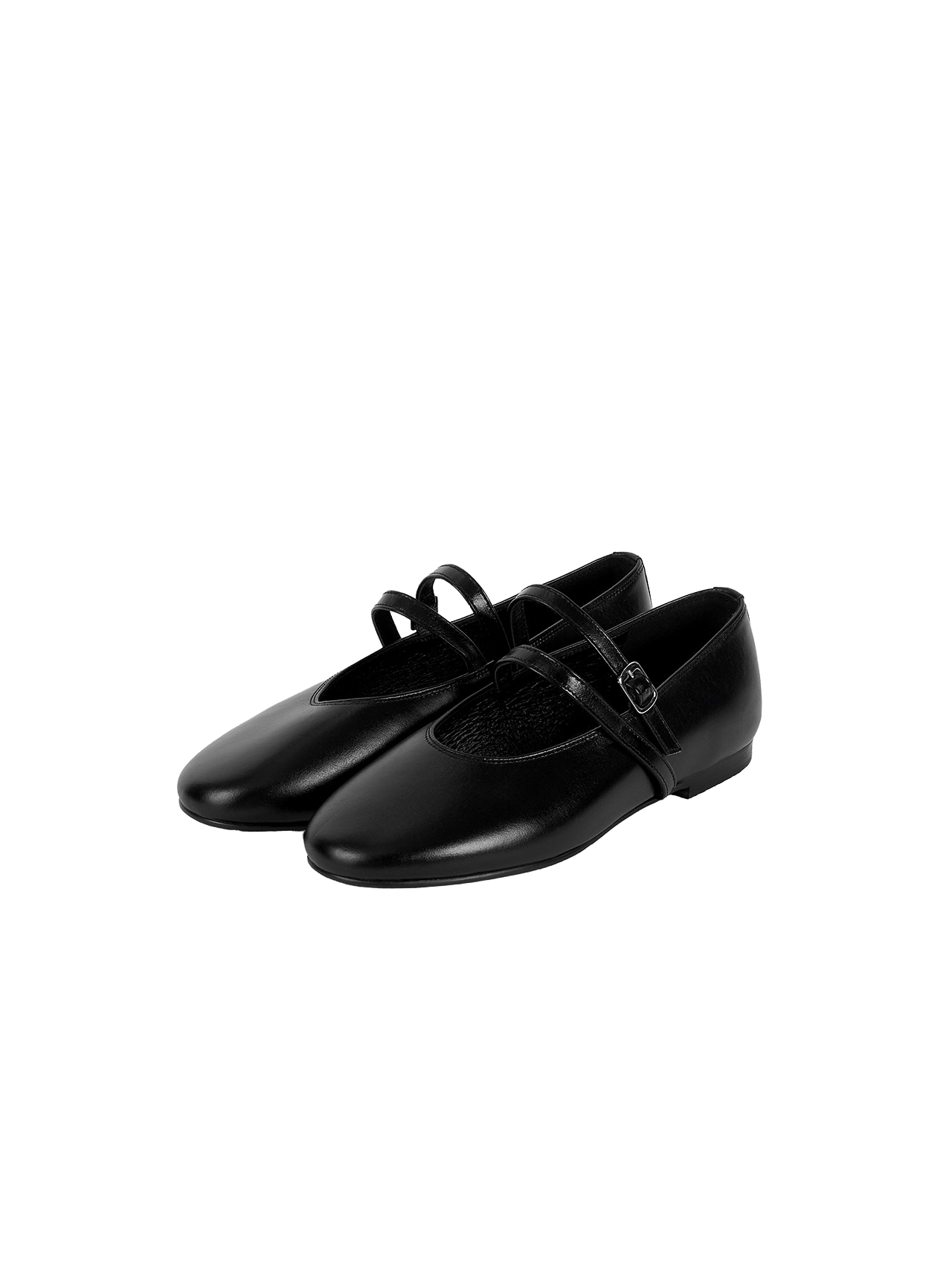 DOUBLE STRAP FLATS (SOFT BLACK)