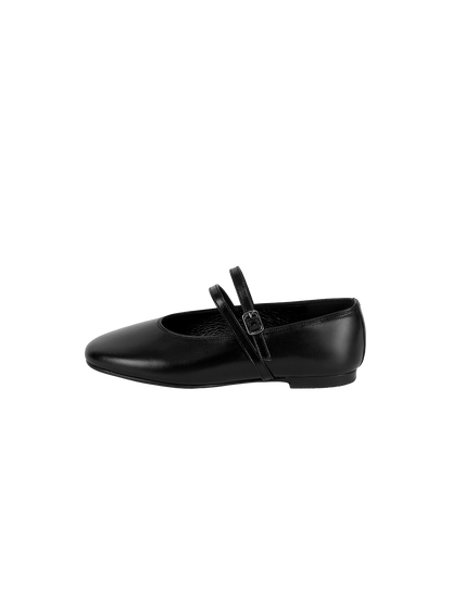 DOUBLE STRAP FLATS (SOFT BLACK)