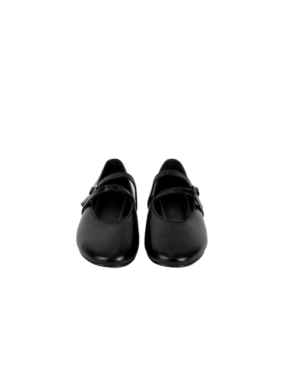 DOUBLE STRAP FLATS (SOFT BLACK)