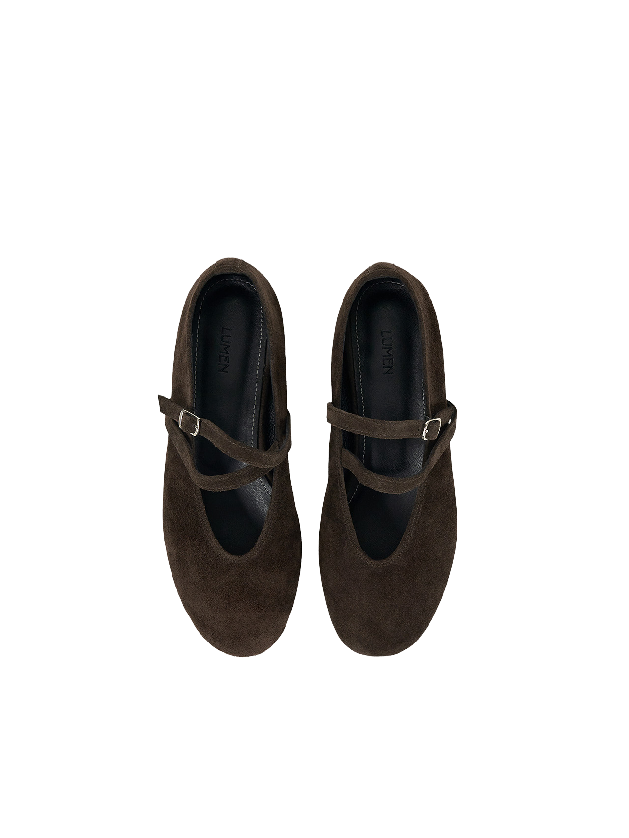 DOUBLE STRAP FLATS (SUEDE BROWN)