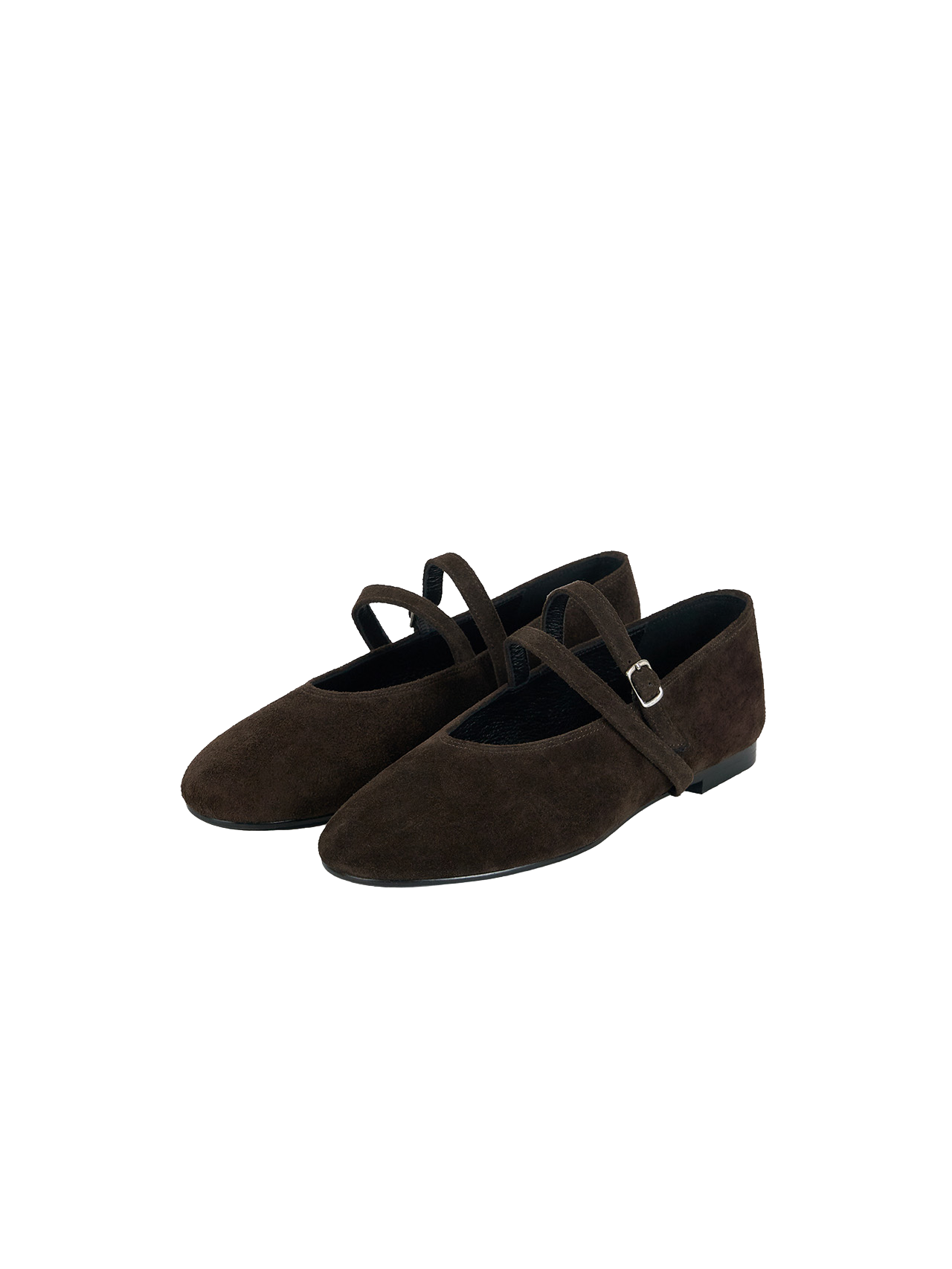 DOUBLE STRAP FLATS (SUEDE BROWN)