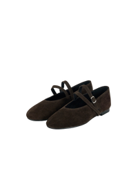 DOUBLE STRAP FLATS (SUEDE BROWN)
