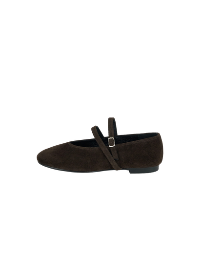 DOUBLE STRAP FLATS (SUEDE BROWN)