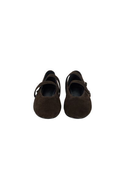 DOUBLE STRAP FLATS (SUEDE BROWN)