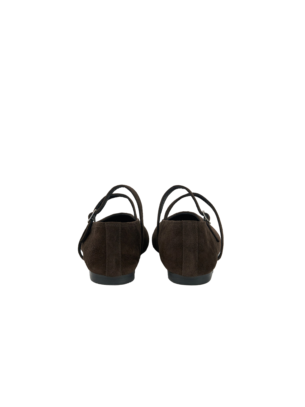 DOUBLE STRAP FLATS (SUEDE BROWN)