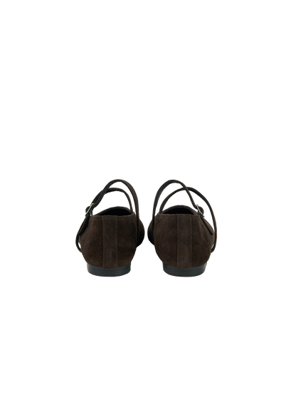 DOUBLE STRAP FLATS (SUEDE BROWN)