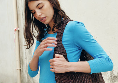 GRAIN RAFFIA BAG (MIX BROWN)