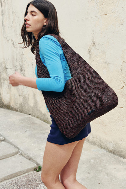 GRAIN RAFFIA BAG (MIX BROWN)