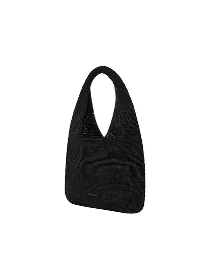 GRAIN RAFFIA BAG (SOFT BLACK)