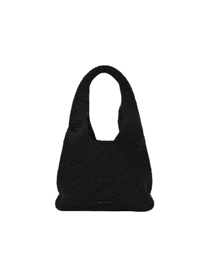 GRAIN RAFFIA BAG (SOFT BLACK)