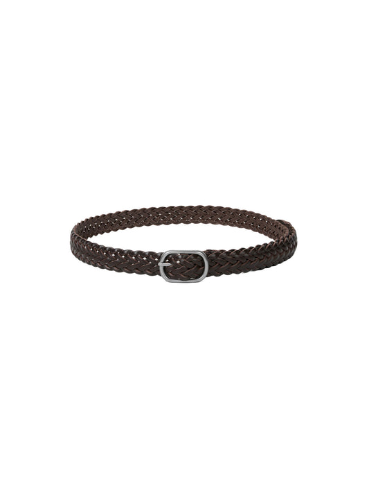 LIEN WOVEN LEATHER BELT (ORGAN BROWN)