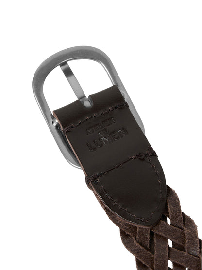 LIEN WOVEN LEATHER BELT (ORGAN BROWN)