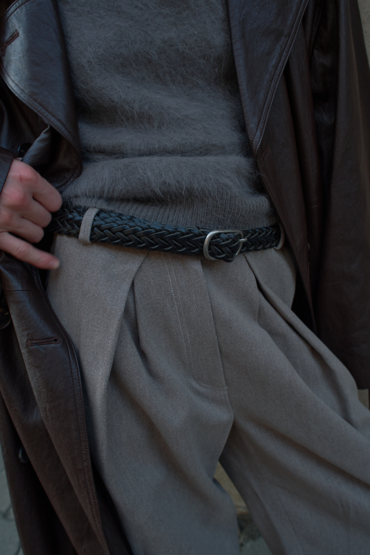 LIEN WOVEN LEATHER BELT (SOFT BLACK)