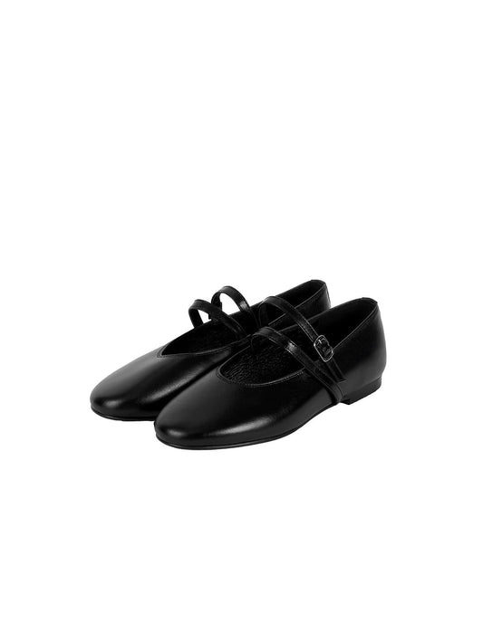 DOUBLE STRAP FLATS (SOFT BLACK) - Atelier de LUMEN