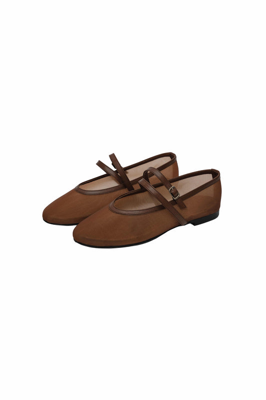 DOUBLE STRAP MESH FLAT (MESH BROWN) - Atelier de LUMEN