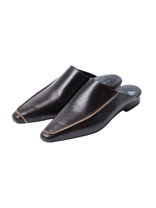 [LUMEN X IHNN] ASYMMETRIC EDGE MULES (ORGAN BROWN) - Atelier de LUMEN