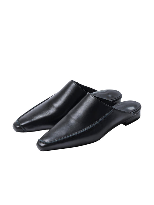 [LUMEN X IHNN] ASYMMETRIC EDGE MULES (SOFT BLACK) - Atelier de LUMEN
