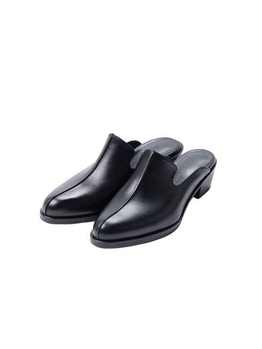 [LUMEN X IHNN] WESTERN HEELED MULES (SOFT BLACK) - Atelier de LUMEN