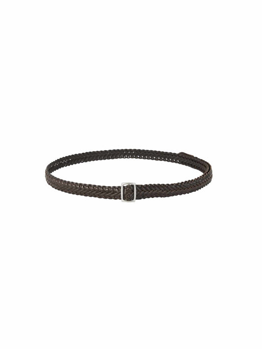 [LUMEN X IHNN] WOVEN LEATHER BELT (ORGAN BROWN) - Atelier de LUMEN