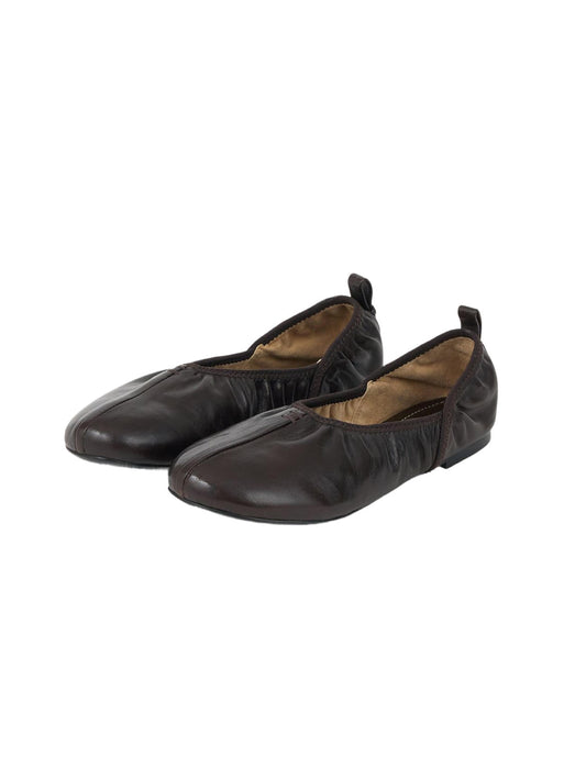 SHIRRING BALLET FLAT (ORGAN BROWN) - Atelier de LUMEN