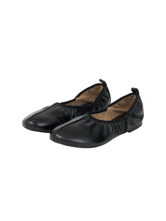 SHIRRING BALLET FLAT (SOFT BLACK) - Atelier de LUMEN