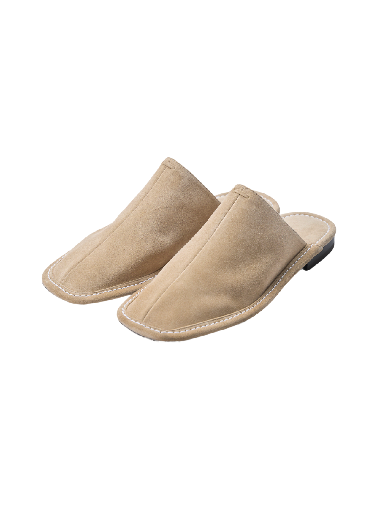 [LUMEN X IHNN] SQUARE TOE MULES (SUEDE SAND)
