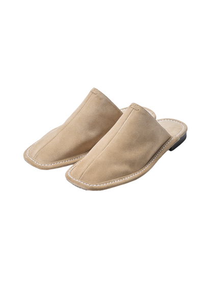 [LUMEN X IHNN] SQUARE TOE MULES (SUEDE SAND)