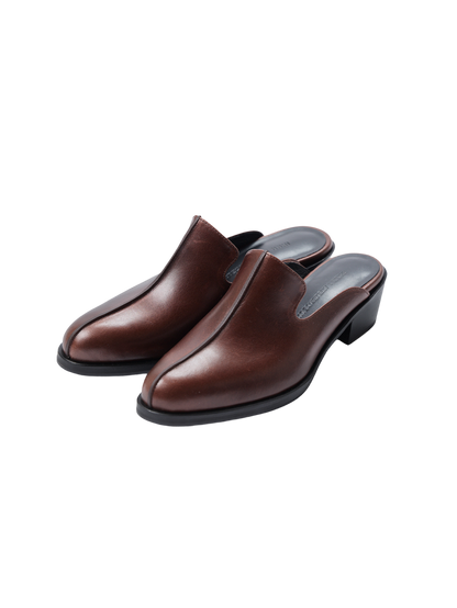 [LUMEN X IHNN] WESTERN HEELED MULES (OAK BROWN)