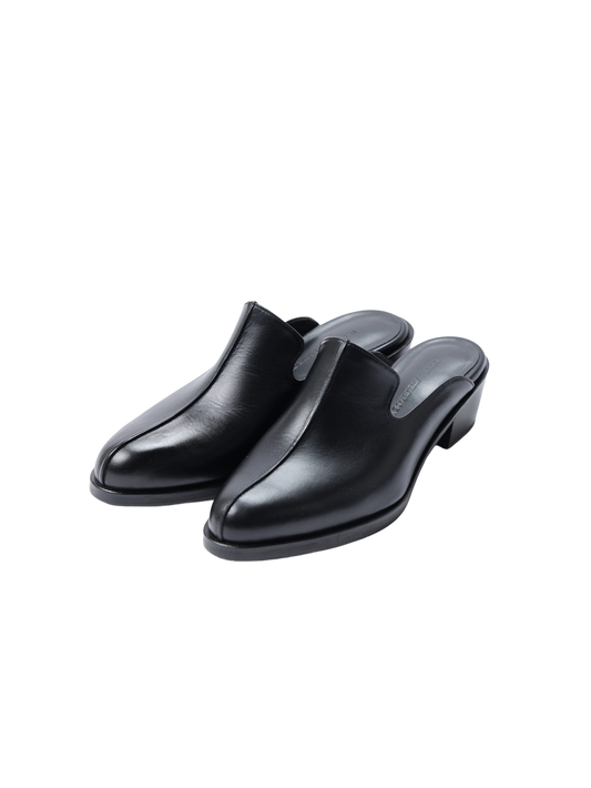 [LUMEN X IHNN] WESTERN HEELED MULES (SOFT BLACK)