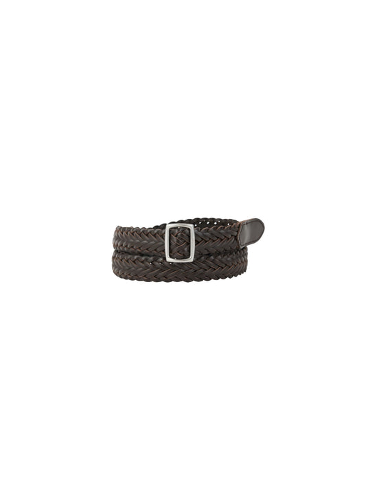 [LUMEN X IHNN] WOVEN LEATHER BELT (ORGAN BROWN)