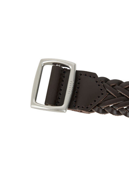 [LUMEN X IHNN] WOVEN LEATHER BELT (ORGAN BROWN)
