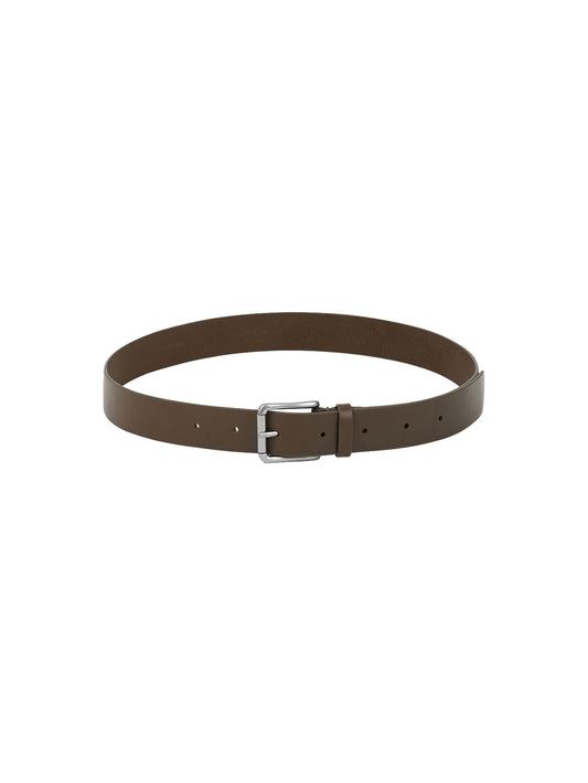 MEN'S SQUARE LEATHER BELT (KHAKI BROWN)