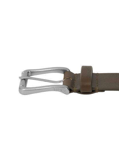 SQUARE LEATHER BELT (KHAKI BROWN)