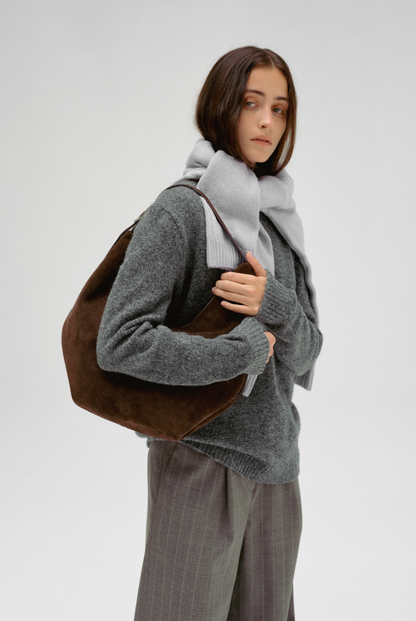 MOSSY HOBO BAG (SUEDE BROWN)