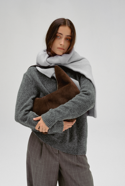 MOSSY HOBO BAG (SUEDE BROWN)
