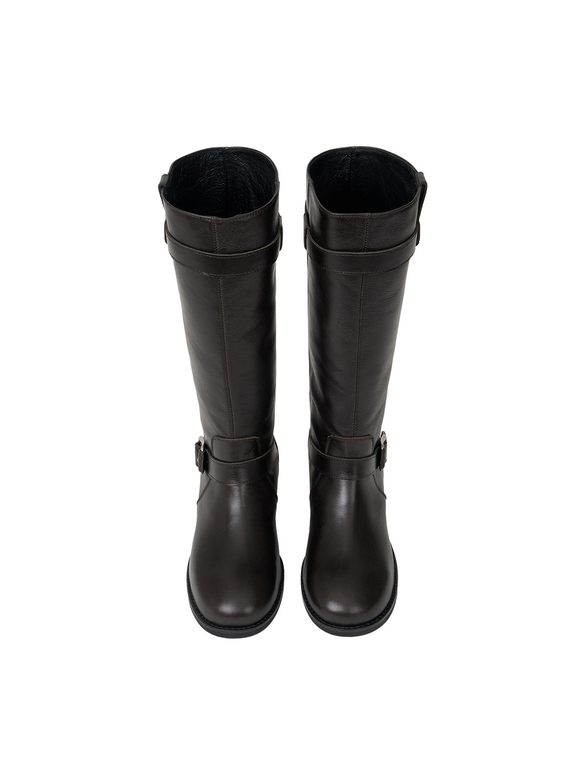 NOIR BUCKLE STRAP LEATHER BOOTS (ORGAN BROWN) - Atelier de LUMEN
