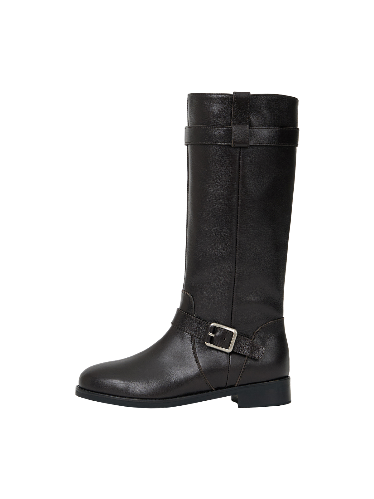 NOIR BUCKLE STRAP LEATHER BOOTS (ORGAN BROWN) - Atelier de LUMEN