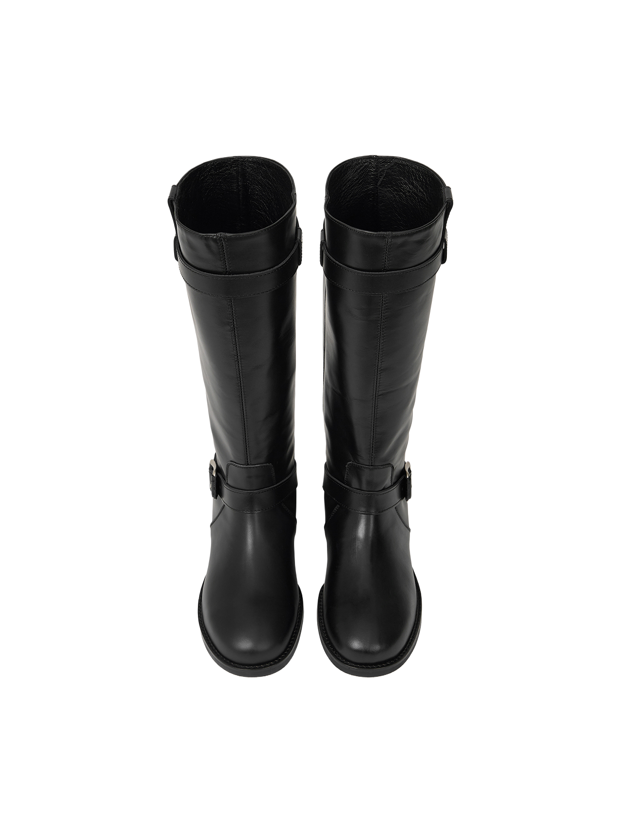 NOIR BUCKLE STRAP LEATHER BOOTS (SOFT BLACK)