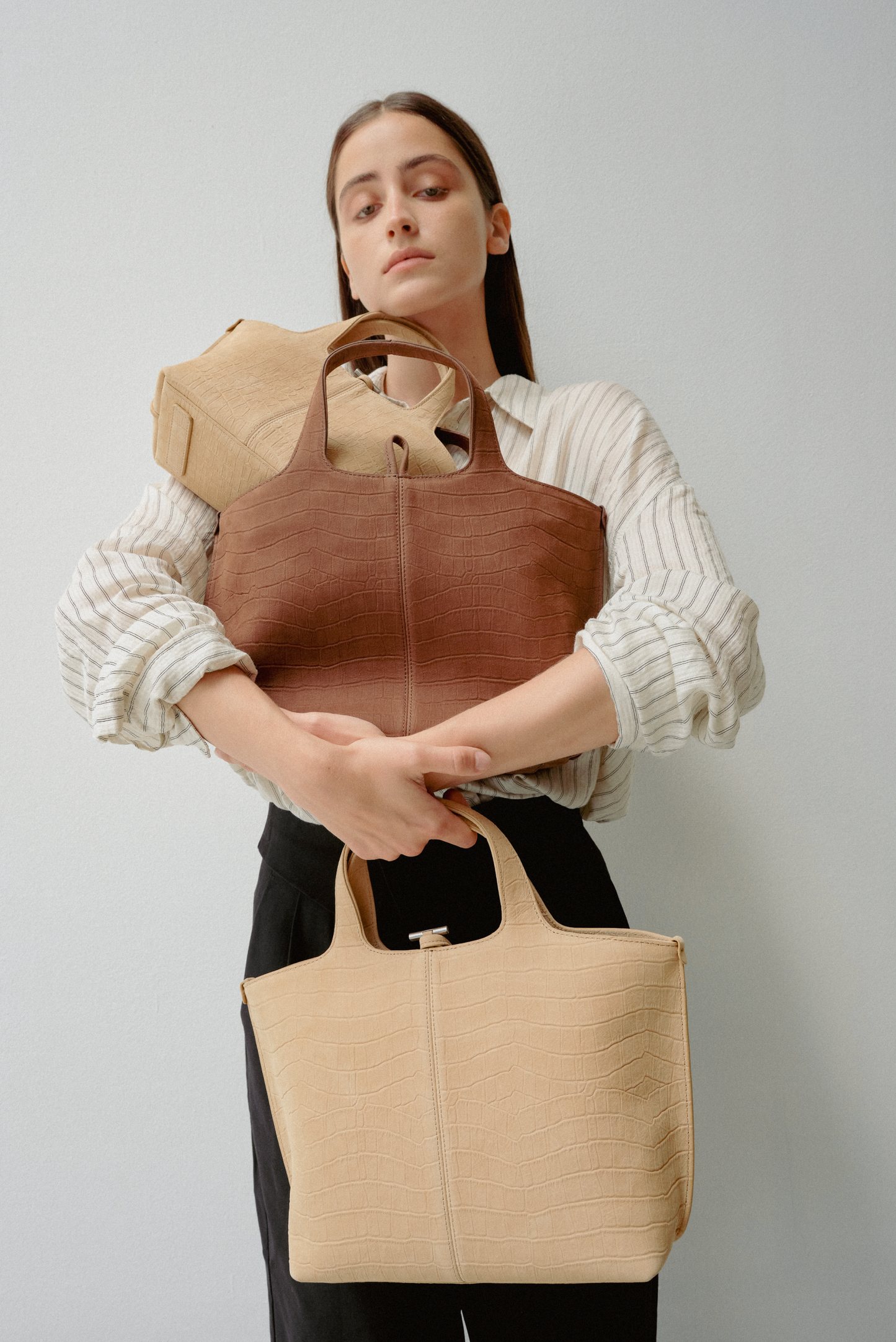 PANIER TOTE BAG (NUBUCK PATTERN BROWN)