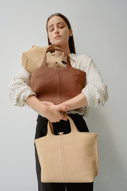 PANIER TOTE BAG (NUBUCK PATTERN BROWN)