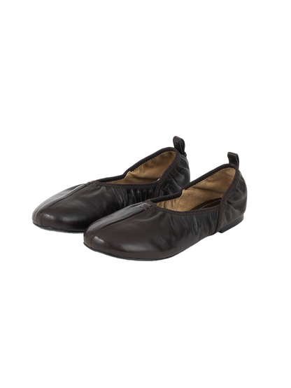 SHIRRING BALLET FLAT (ORGAN BROWN)