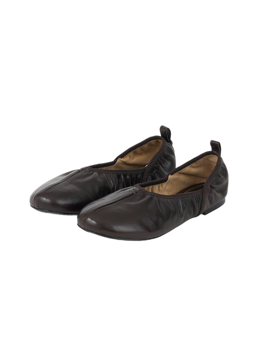 SHIRRING BALLET FLAT (ORGAN BROWN)
