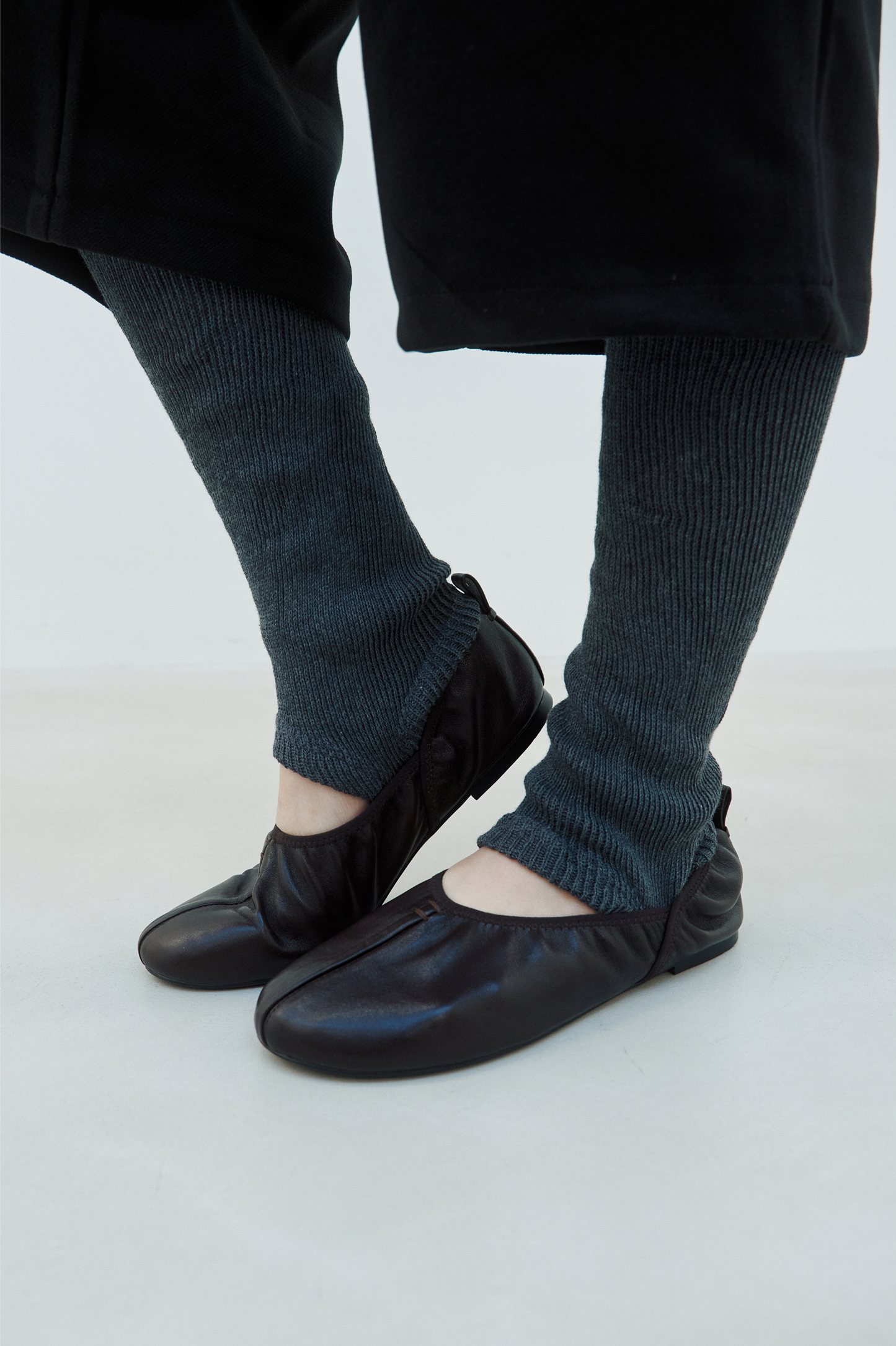 SHIRRING BALLET FLAT (ORGAN BROWN)