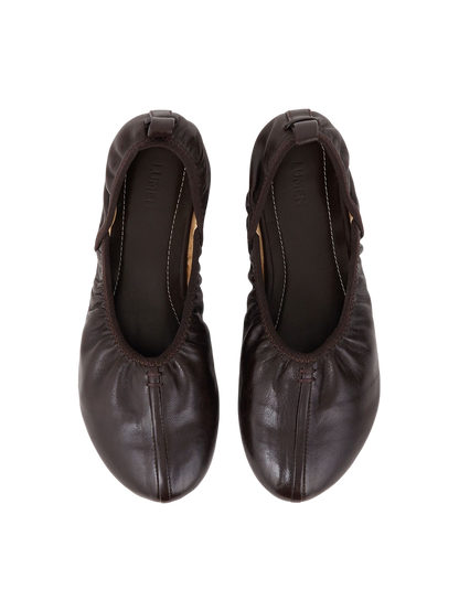 SHIRRING BALLET FLAT (ORGAN BROWN)