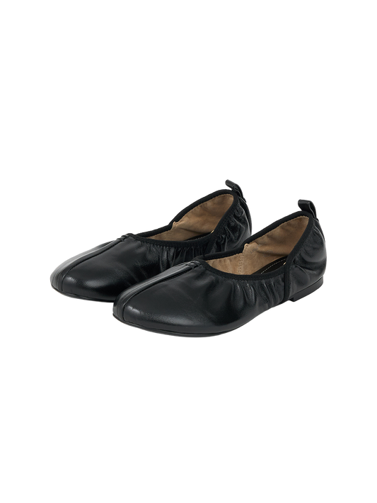 SHIRRING BALLET FLAT (SOFT BLACK)